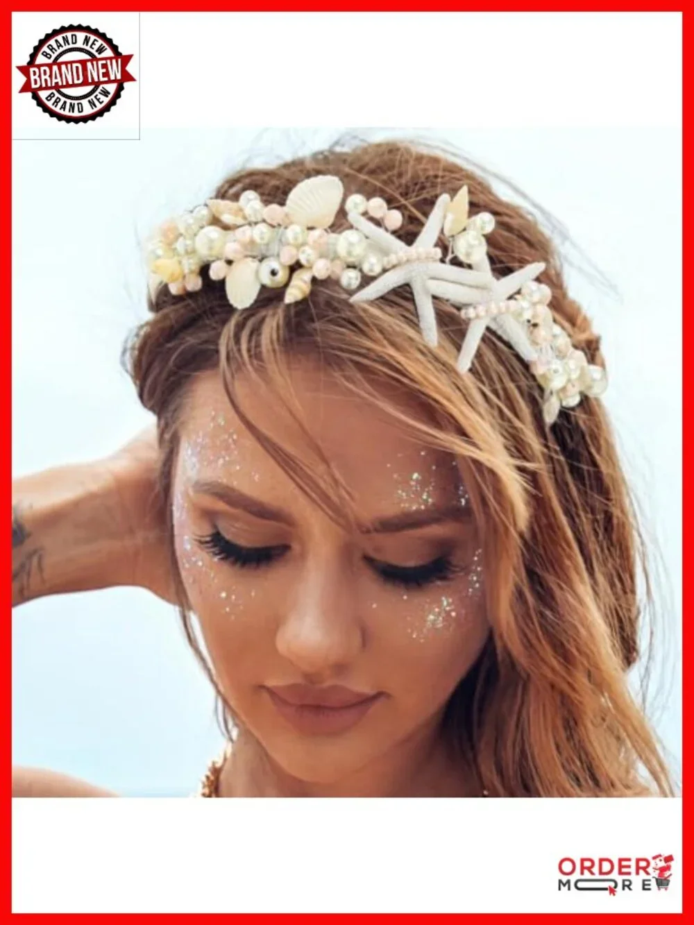 Mermaid Headband Starfish Seashell Crown Coastal Bridal Beach Hair Accessory
